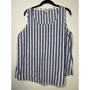 CHICO'S Sleeveless Linen Blend Stripped Top Blouse Quiet Luxury US Large Chico 2